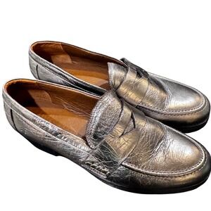 Frye Faith Loafer Women Size 9 Dark Pewter EUC Metallic Lug Sole Chunky $158